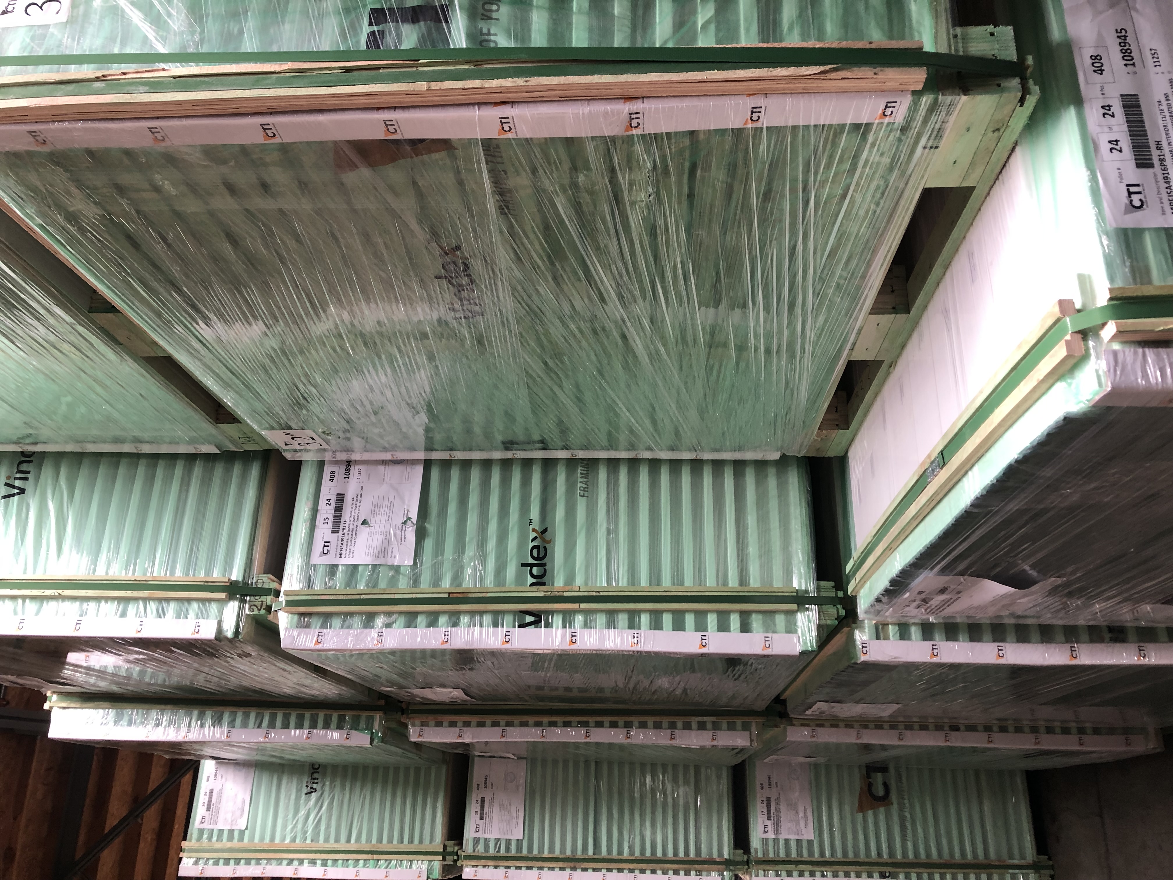 Palletized freight in warehouse